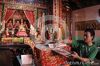 Cleaning temple Editorial Stock Photo