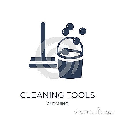 Cleaning tools icon. Trendy flat vector Cleaning tools icon on w Vector Illustration