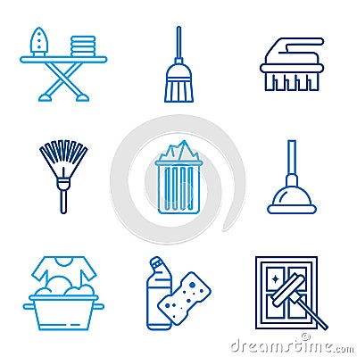 Cleaning Tools Icons in Flat Color Style Stock Photo