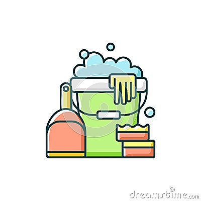 Cleaning tools RGB color icon Vector Illustration