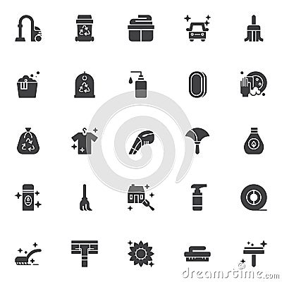 Cleaning vector icons set Vector Illustration