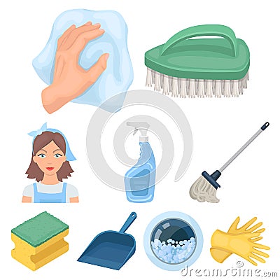 Cleaning, washing and everything connected with it. A set of icons for cleaning. Cleaning and maid icon in set Vector Illustration