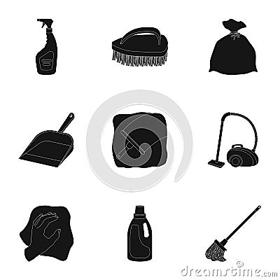 Cleaning, washing and everything connected with it. A set of icons for cleaning. Cleaning and maid icon in set Vector Illustration