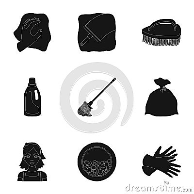 Cleaning, washing and everything connected with it. A set of icons for cleaning. Cleaning and maid icon in set Vector Illustration