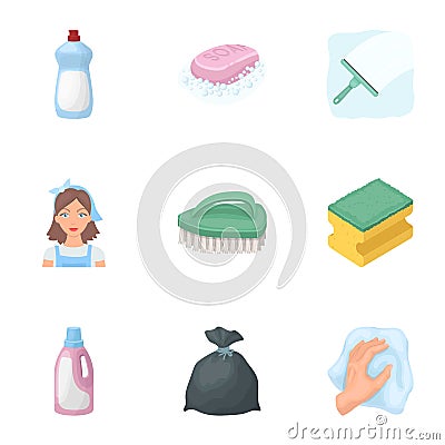 Cleaning, washing and everything connected with it. A set of icons for cleaning. Cleaning and maid icon in set Vector Illustration