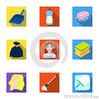 Cleaning, washing and everything connected with it. A set of icons for cleaning. Cleaning and maid icon in set Vector Illustration