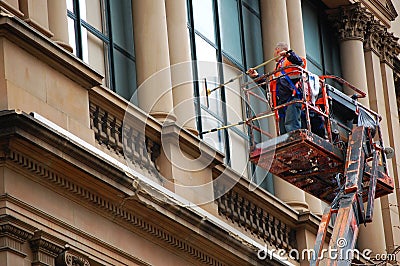 Cleaning windows Stock Photo