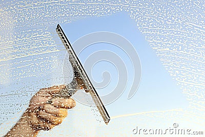 Cleaning windows Stock Photo