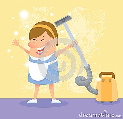 Cleaning woman Vector Illustration