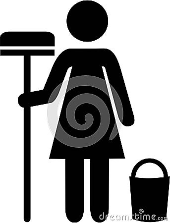 Cleaning Woman Pictogram Vector Illustration