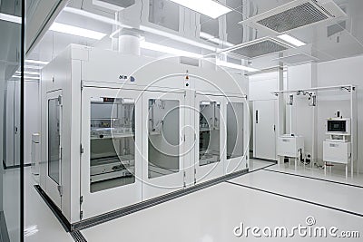 cleanroom with robotic system for sample collection and testing Stock Photo