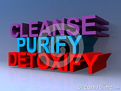 Cleanse purify detoxify on blue Stock Photo