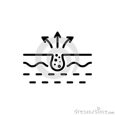 Cleansing Clogged Deep Pore Line Icon. Facial Skin Care Linear Pictogram. Unclog Skin Face of Dirty Blackhead and Dust Vector Illustration