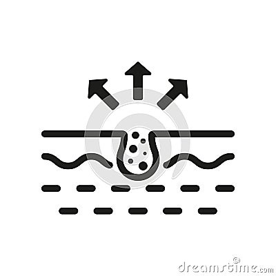 Cleansing Clogged Deep Pore Silhouette Icon. Facial Skin Care Glyph Pictogram. Unclog Skin Face of Dirty Blackhead and Vector Illustration