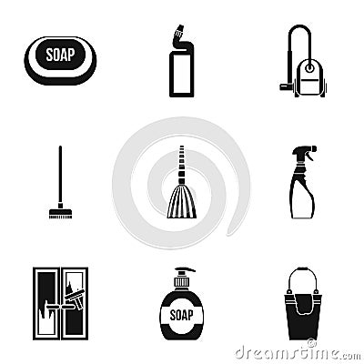 Cleansing icons set, simple style Vector Illustration