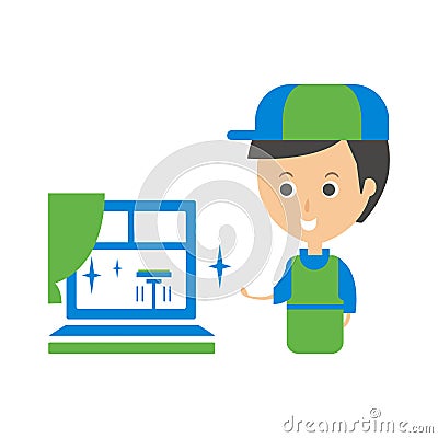 Cleanup Service Worker And Clean Window, Cleaning Company Infographic Illustration Vector Illustration