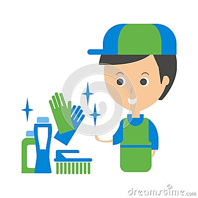 Cleanup Service Worker And Household Chemistry Products, Cleaning Company Infographic Illustration Vector Illustration