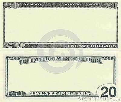 Clear 20 dollar banknote pattern Stock Photo