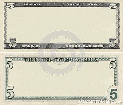 Clear 5 dollar banknote pattern Stock Photo