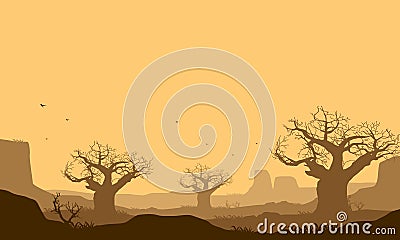 A clear afternoon sky with a good view of nature from the edge of the city. Vector illustration Vector Illustration