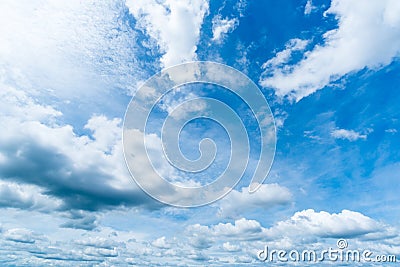 Clear blue sky with cloud background. Stock Photo