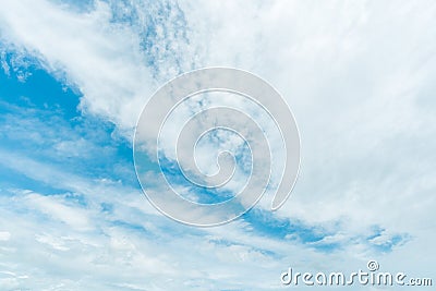 Clear blue sky with cloud background. Stock Photo