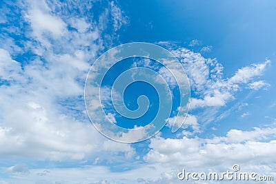 Clear blue sky with cloud background. Stock Photo