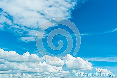 Clear blue sky with cloud background. Stock Photo