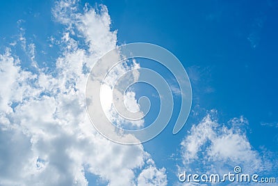 Clear blue sky with cloud background. Stock Photo