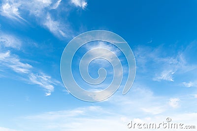 Clear blue sky with white cloud background. Clearing day Stock Photo