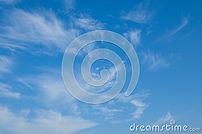 Clear blue sky and white clouds. Stock Photo