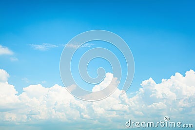 Clear blue sky and white clouds Stock Photo