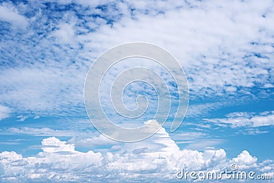 White Clouds as Clear Bright Blue Sky Background Stock Photo