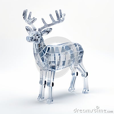 Clear Christmas Deer 3d Printing: A Technological Art In The Style Of Jean Metzinger Stock Photo