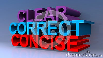Clear correct concise on blue Stock Photo