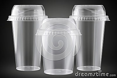 Clear disposable plastic cup with lid Stock Photo