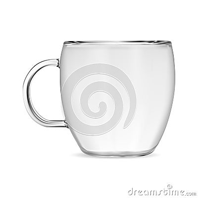 Clear glass coffee mug. Transparent tea cup vector Vector Illustration