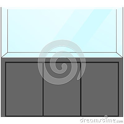 Clear Glass Fish Tank aquarium complete set, Aquarium Fish Tank and Cabinet sideboard graphic illustrations Cartoon Illustration