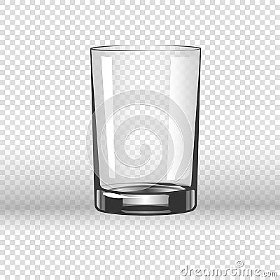 Clear glassy cup for water, empty drinking glass isolated Vector Illustration