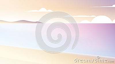 Clear hot summer beach sunshine sunrise paradise golden scene Vector Illustration