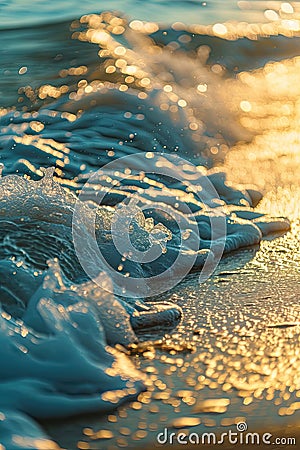 Close Up of a Breaking Wave on a Beach Stock Photo