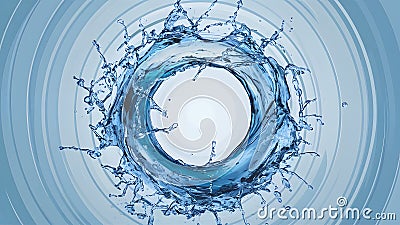 Clear isolated white background with blue swirling water splash Stock Photo