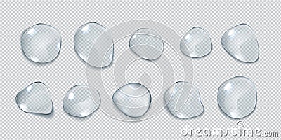 Clear liquid blobs group realistic vector illustration set Vector Illustration