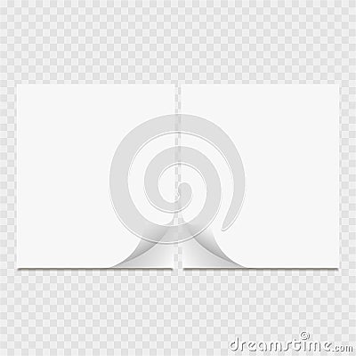 Clear list of paper. Curl page with shadow. Vector Illustration