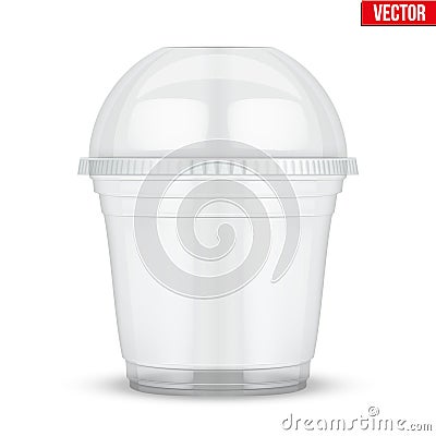 Clear plastic cup with sphere dome cap. Vector Illustration