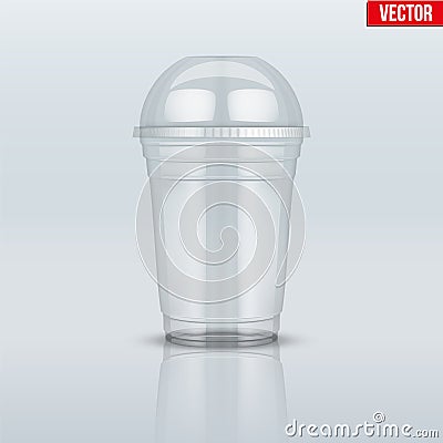 Clear plastic cup with sphere dome cap. Vector Illustration