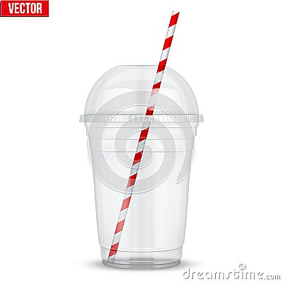 Clear plastic cup with sphere dome cap and tube. Vector Illustration