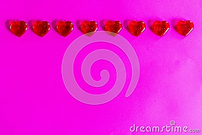 Clear red hearts border for Valentine`s Day Stock Photo