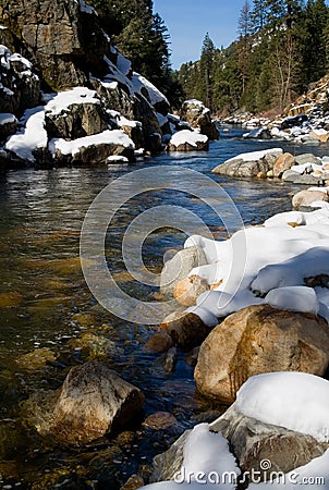 Clear river in the woods Stock Photo