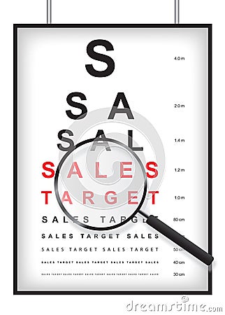 Clear sales target in eyesight test concept Vector Illustration